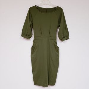 3/4 Sleeve Crewneck Dress with Pockets